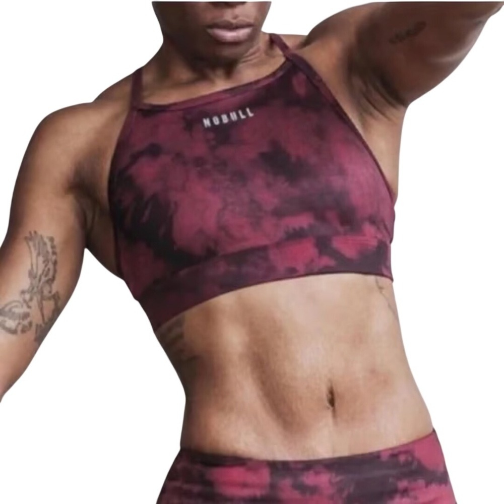 NoBull Red Black Tie Dye High Neck Racerback Training Sports Bra Size XS